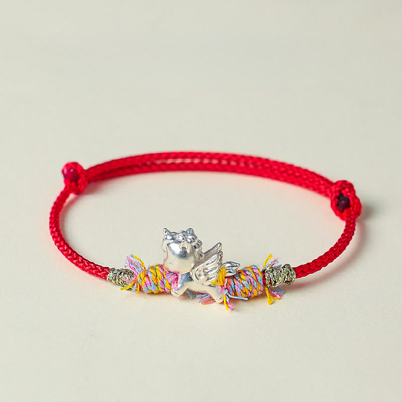 Armband 925 Silber Fu-Zeichen Jahr Des Pferdes – Glück Winged Horse(Wrist Circumference: 15-18cm)