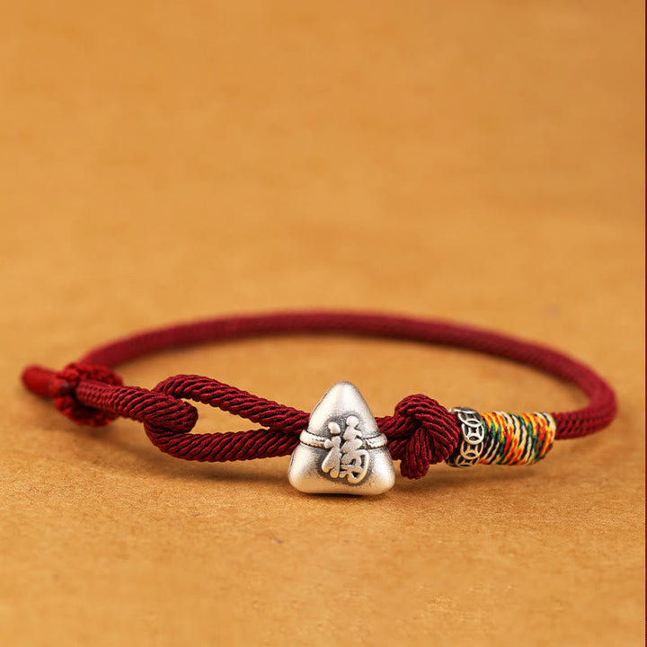 Armband 925 Silber Fu-Zeichen – Zongzi Dark Red