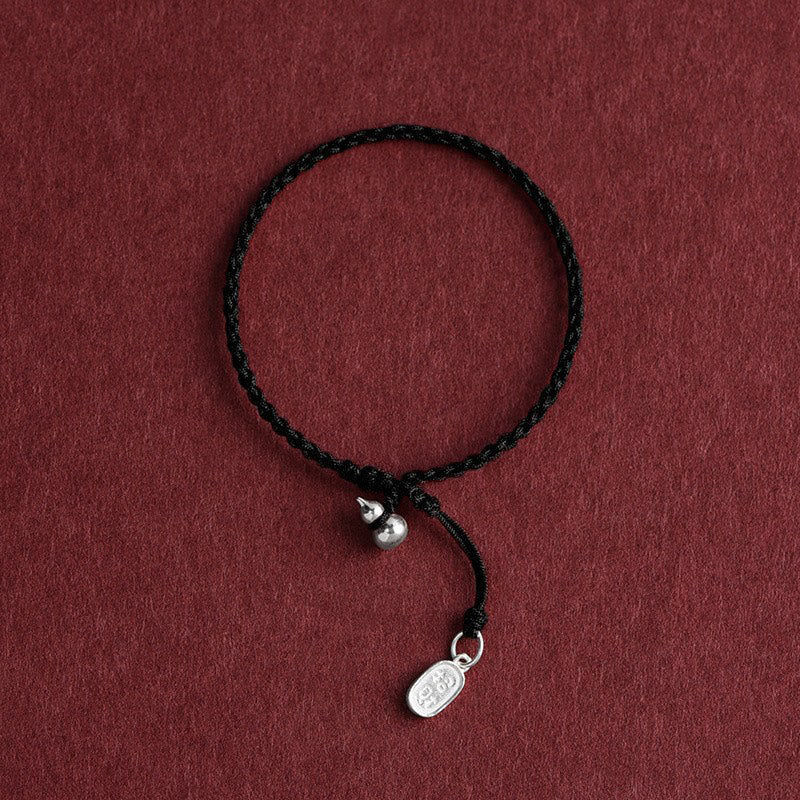 Armband 925 Silber Kürbis – Glück Gourd&Lucky Fortune Black Rope