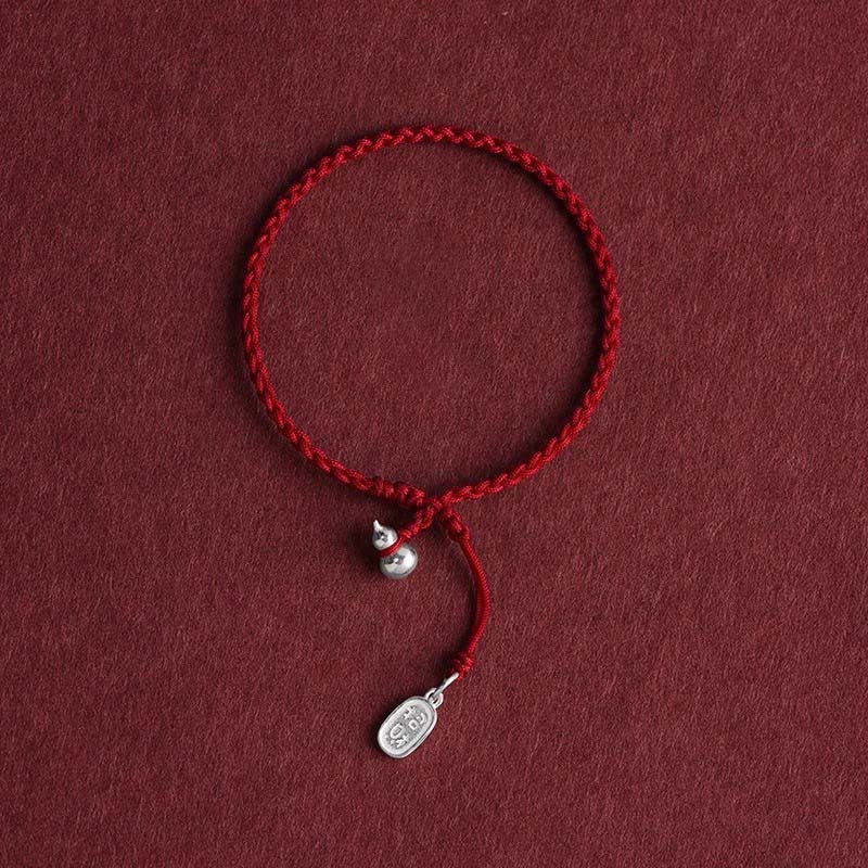 Armband 925 Silber Kürbis – Glück Gourd&Lucky Fortune DarkRed Rope
