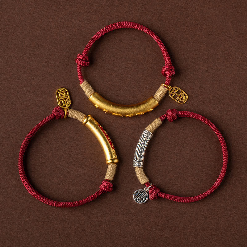 Armband 925 Silber Om Mani Padme Hum Glück Energie rotes Seil