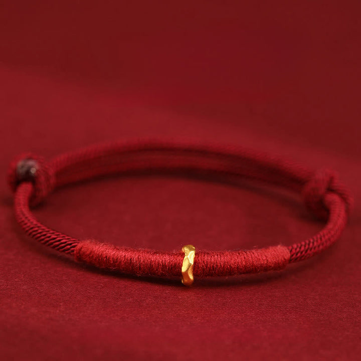 Armband 999 Gold Geflochten Rot – Glück One Bead Anklet