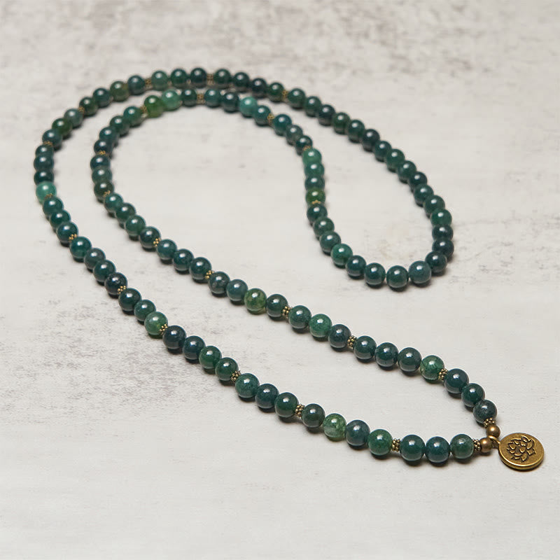 Armband Achat Lotus Heilung Energie grüne Perlen Mala Anhänger Schmuck