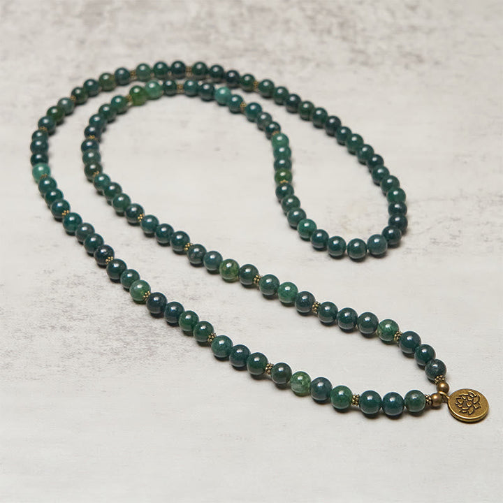 Armband Achat Lotus Heilung Energie grüne Perlen Mala Anhänger Schmuck