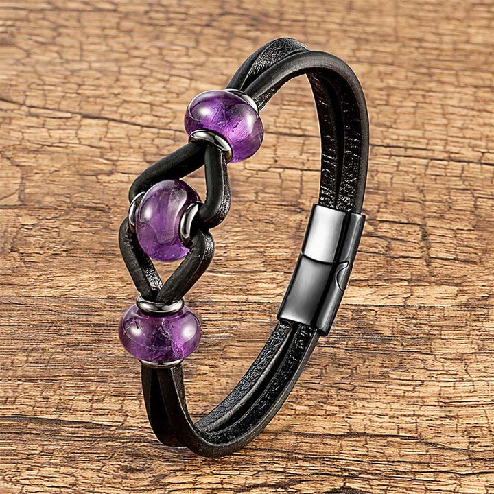 Armband Amethyst Kristall Leder Amethyst