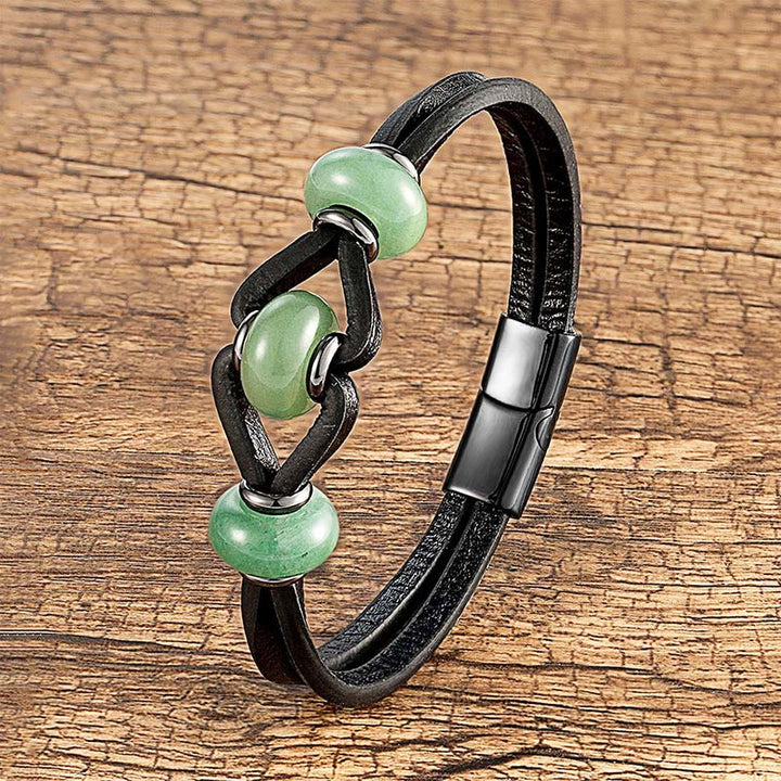 Armband Amethyst Kristall Leder Green Aventurine