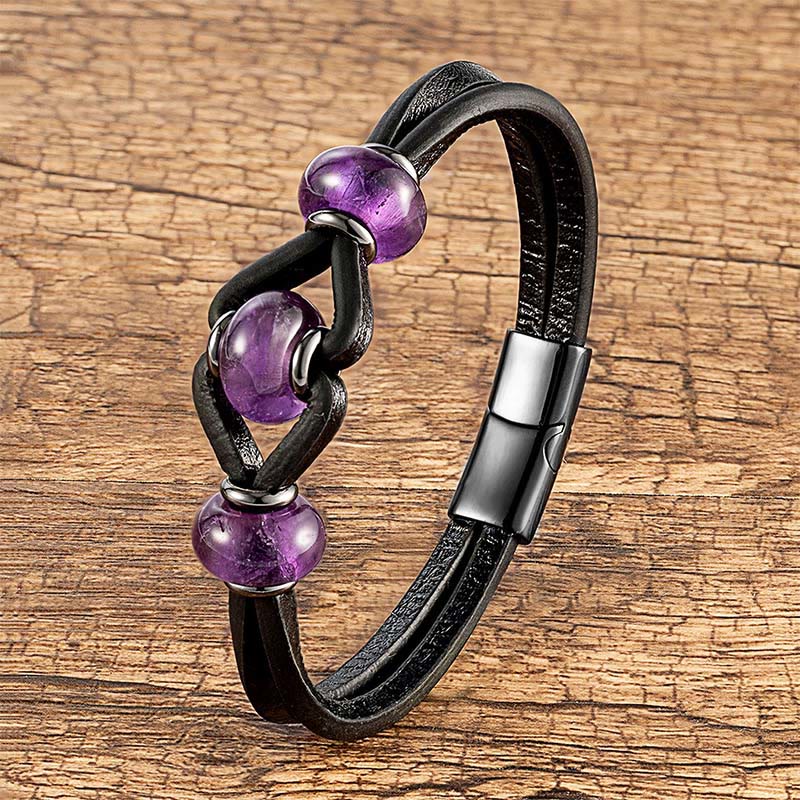 Armband Amethyst Kristall Leder