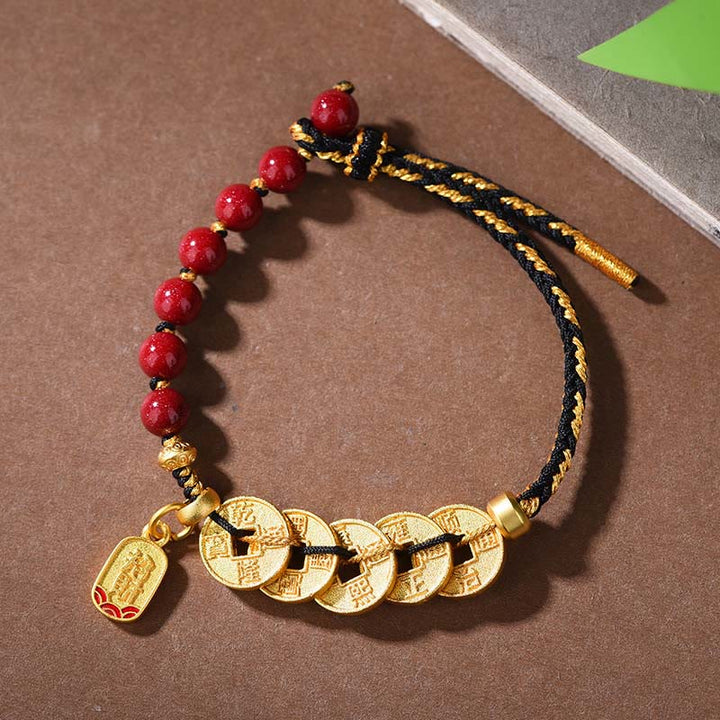 Armband Amethyst Zinnober – Balance & Glück Copper Cinnabar Black Rope(Wrist Circumference: 16-19cm)