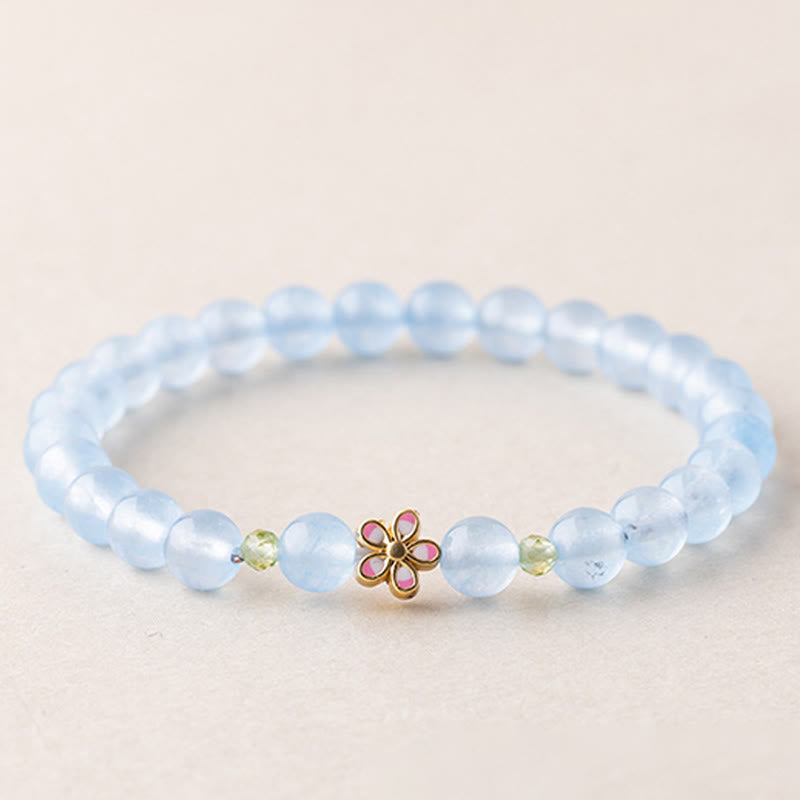 Armband Aquamarin Kupfer Blume – Heilung