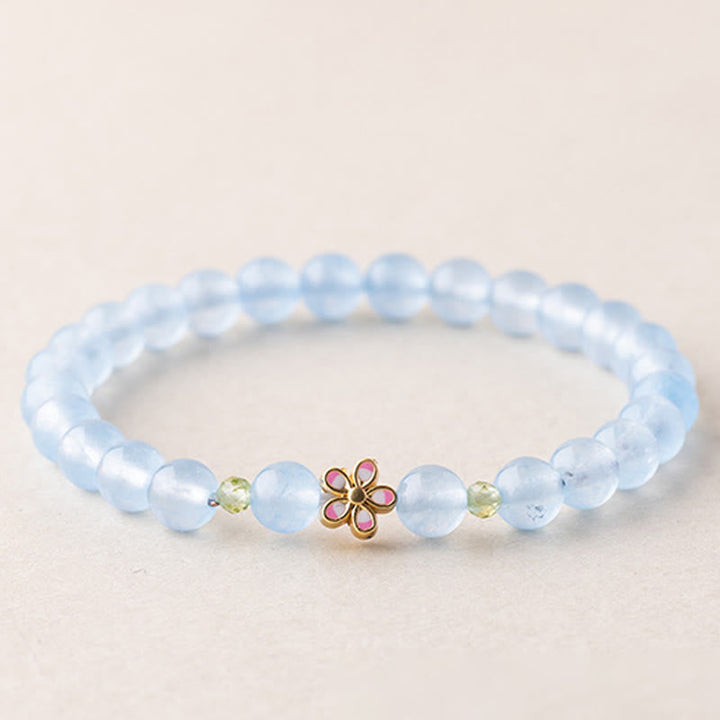 Armband Aquamarin Kupfer Blume – Heilung