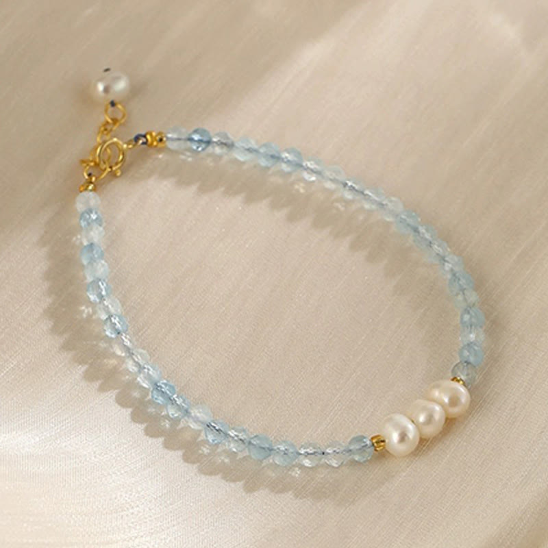 Armband Aquamarin Perle Aquamarine Pearl(Wrist Circumference: 13-18cm)