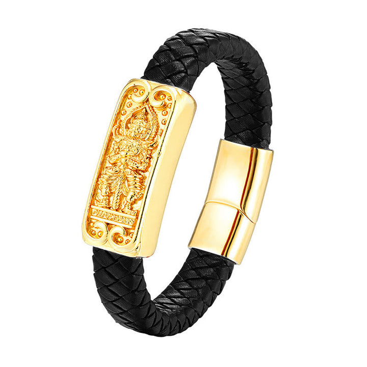 Armband Buddha Symbol Titanstahl Leder Stärken – Stärke