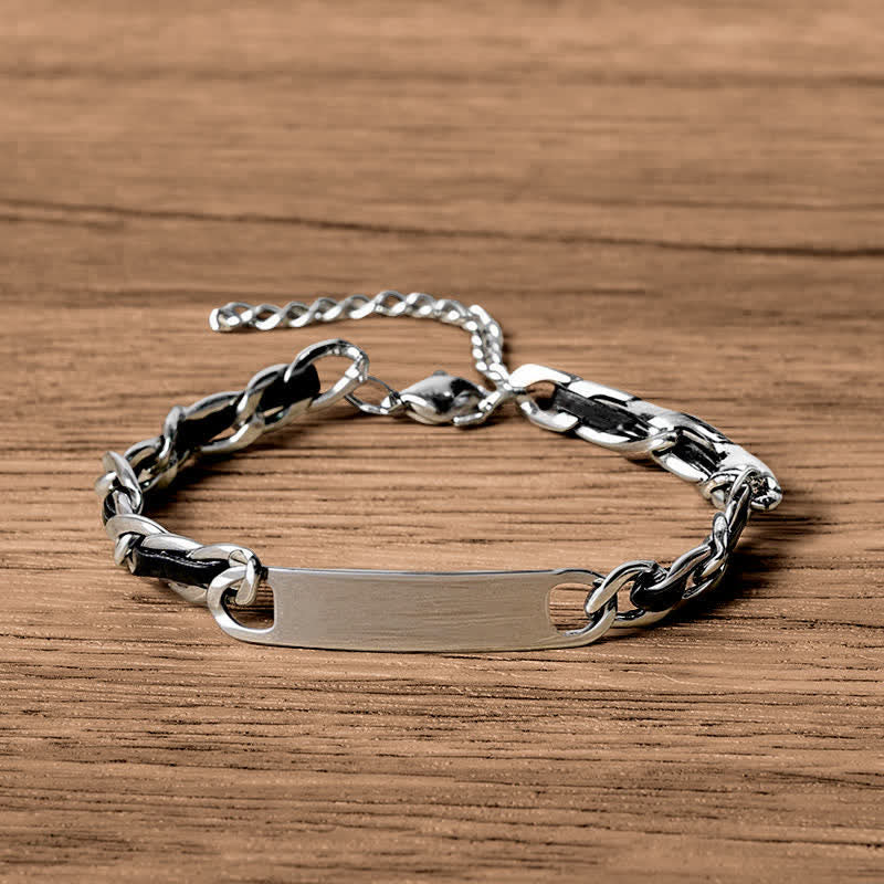 Armband Chain Leder Inlay Bar Plate – Stärke