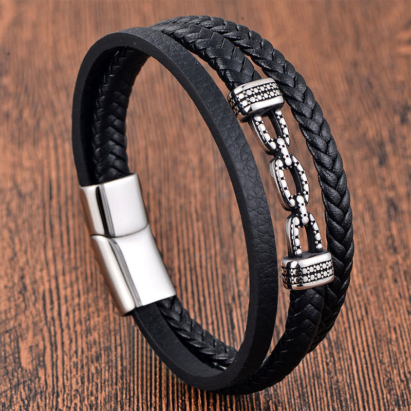 Armband Chain Link Titanstahl Leder Stärken – Stärke