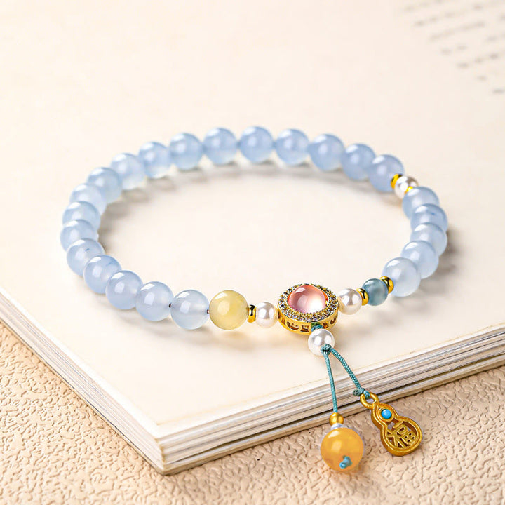 Armband Chalcedon Fu-Zeichen – Heilung Fu Character(Wrist Circumference: 14-15cm)