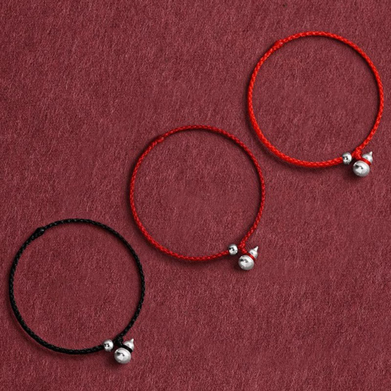 Armband 925 Silber Kürbis Glück geflochten rot schwarz Schutz Handgelenk