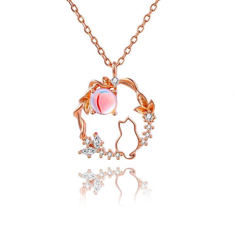 Armband 925 Silber Blume Segen Energie Roségold Katze Mondstein zart