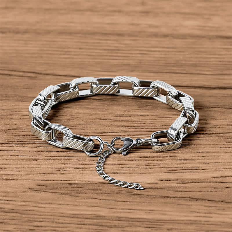 Armband Chain Chunky Geflochten Stärken Cuban – Stärke aus Edelstahl auf Holz