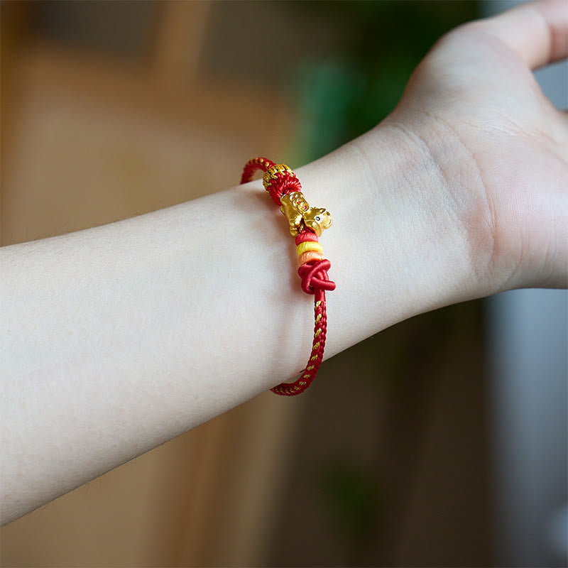Armband Jahr Des Pferdes Rot – Energie geflochten gold Pferd Handgelenk Glück
