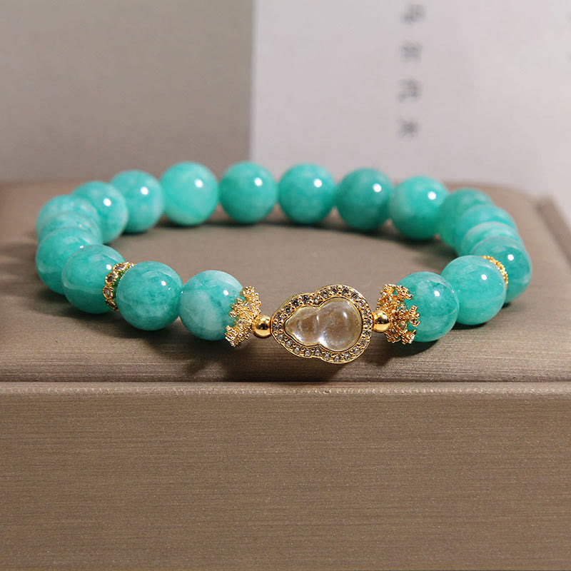 Armband Amazonit – Heilung & Selbstvertrauen mit goldenem Kürbis Anhänger