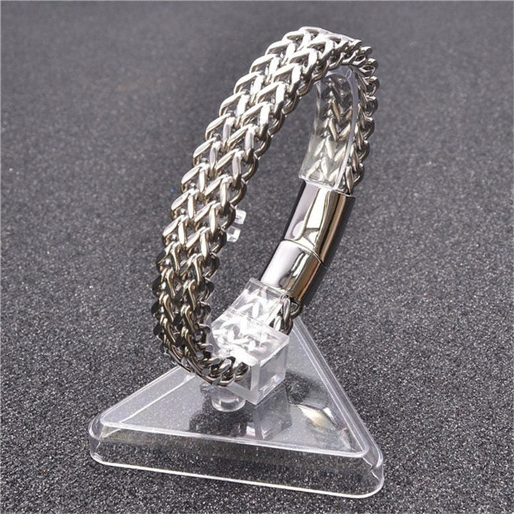 Armband Magnetisch Balance Energie Edelstahl silber geflochten Schmuckständer