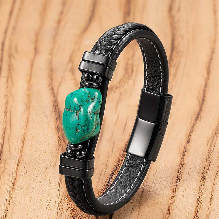 Armband Synthetic Turquoise Geflochten Leder Bold