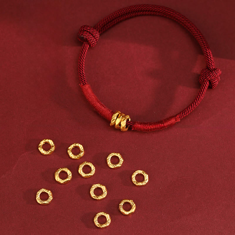 Armband 999 Gold Geflochten Rot – Glück mit goldenen Perlen Handgelenk