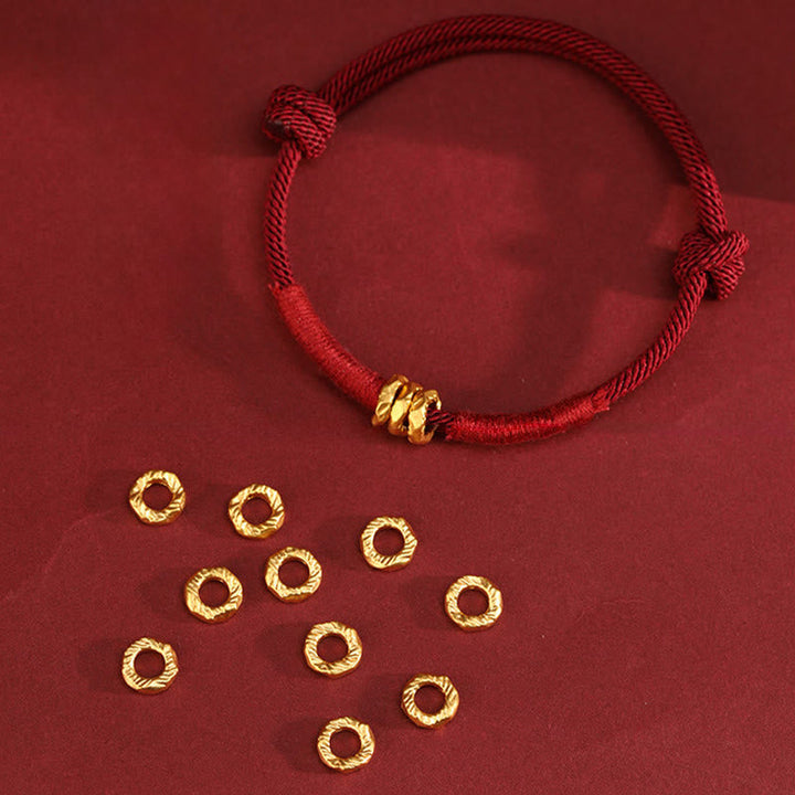 Armband 999 Gold Geflochten Rot – Glück mit goldenen Perlen Handgelenk
