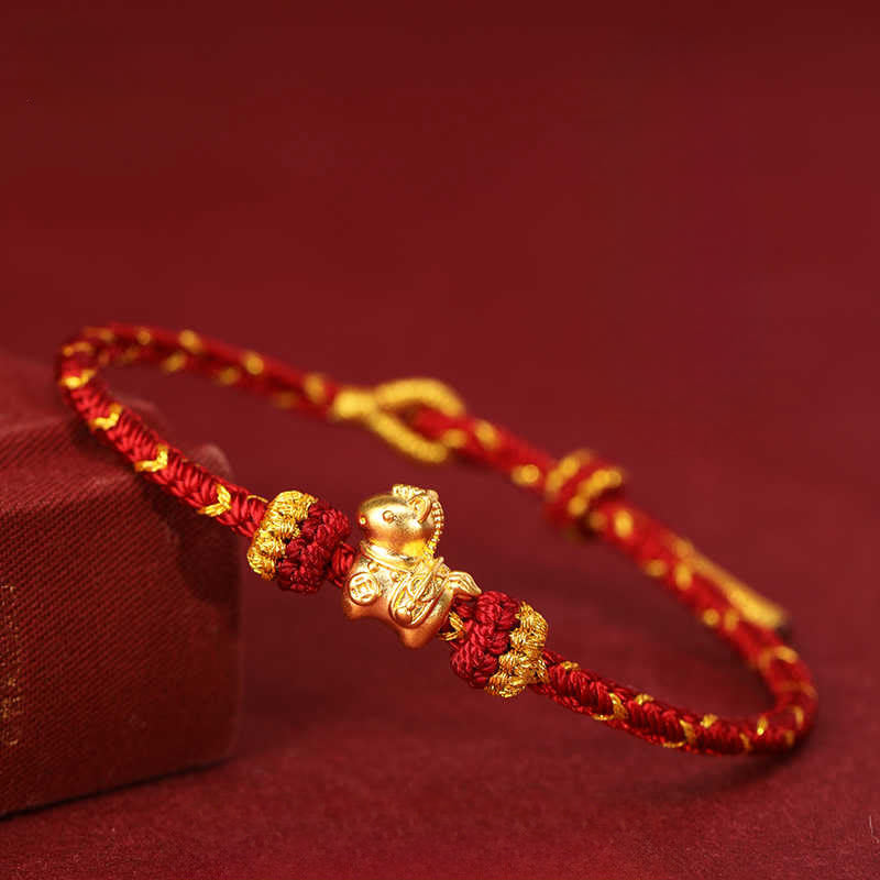 Armband 999 Gold Jahr Des – Glück & Energie rotes Seil Tierkreis