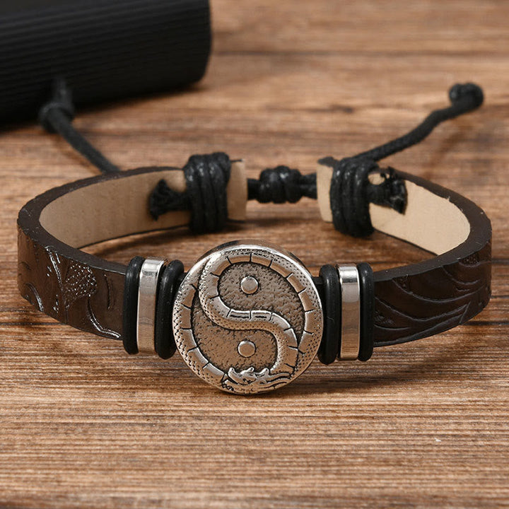 Armband Leder Drache Yin Yang – Balance