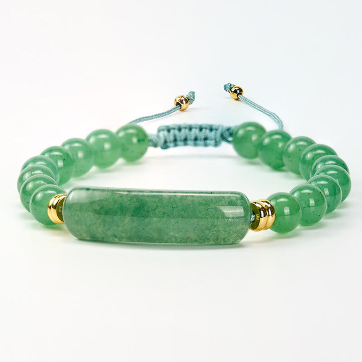 Armband Erdbeerquarz Grüner Aventurin Positivität Perlen Heilstein verstellbar Handgelenk Schmuck