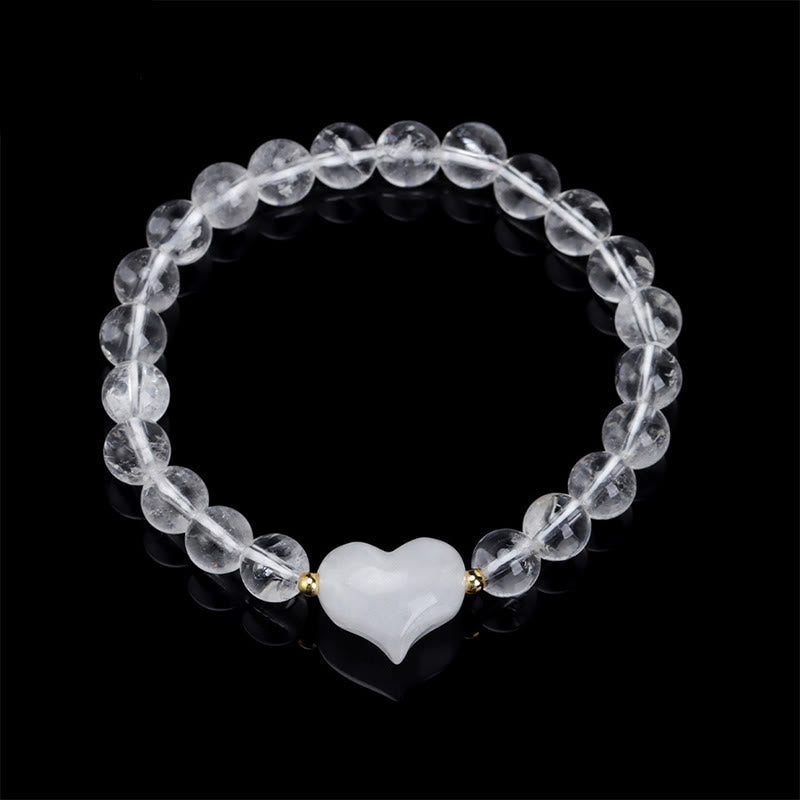 Armband Erdbeerquarz Grüner Aventurin – Liebe White Crystal(Wrist Circumference 14-16cm)