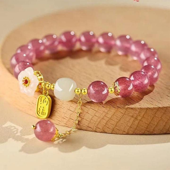 Armband Erdbeerquarz Kristall Fu-Zeichen – Heilung