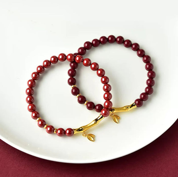Armband 925 Silber Zinnober Bambus Perlen rote Glücksbringer Handgelenk Schmuck