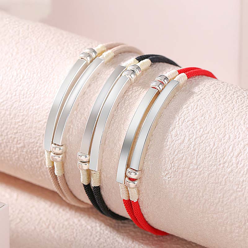 Armband Sterlingsilber Rote Schnur drei Farben verstellbar Glücksbringer Handgelenk Schmuck
