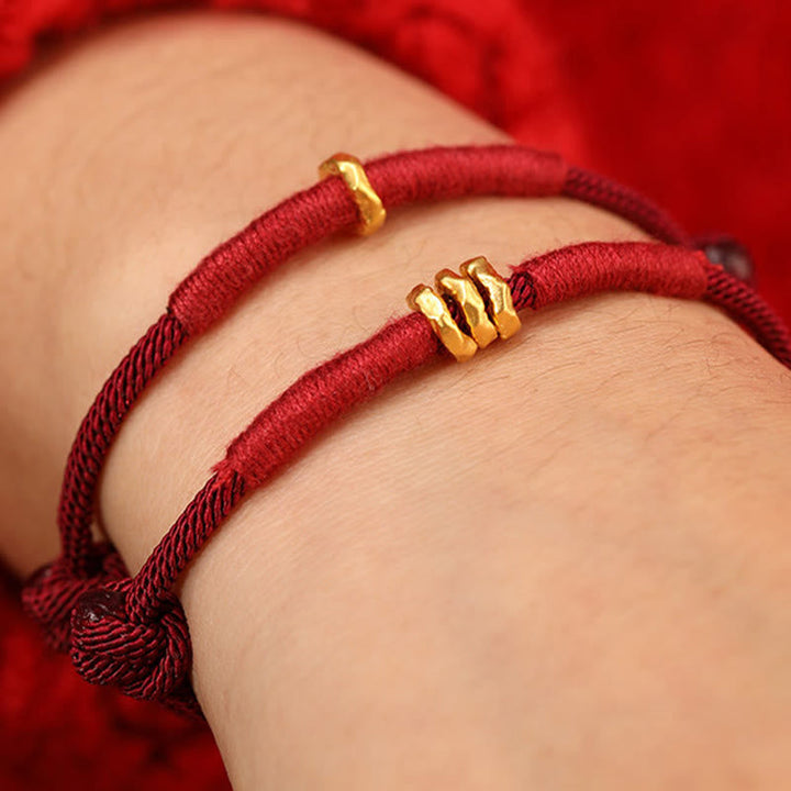 Armband 999 Gold Geflochten Rot Glück getragen Handgelenk Schutz Fengshui