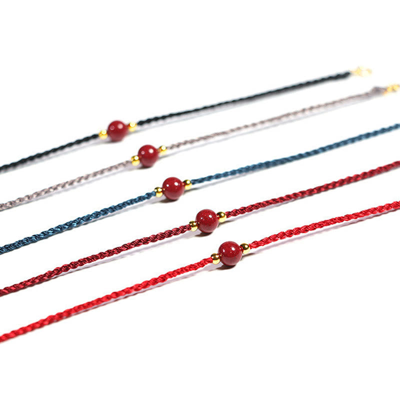 Armband Zinnober Rotes Band feines geflochtenes Schnur zartes Handgelenk Schmuck