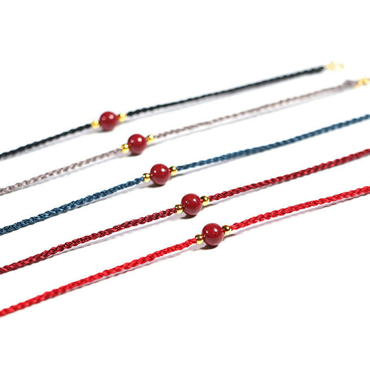 Armband Zinnober Rotes Band feines geflochtenes Schnur zartes Handgelenk Schmuck