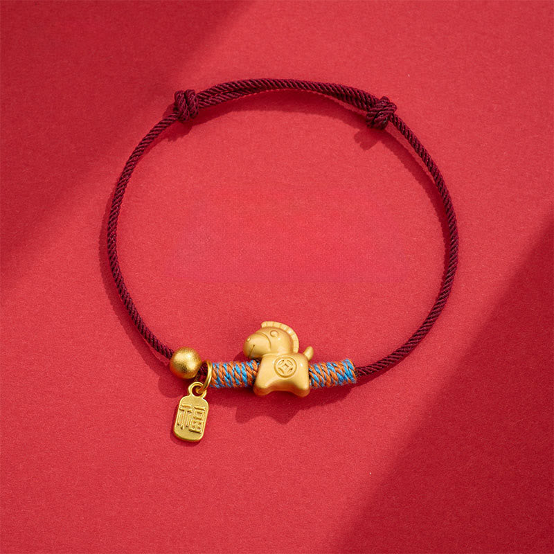 Armband Fu-Zeichen – Glück Stärke Darkred Rope(Wrist Circumference: 14-19cm)