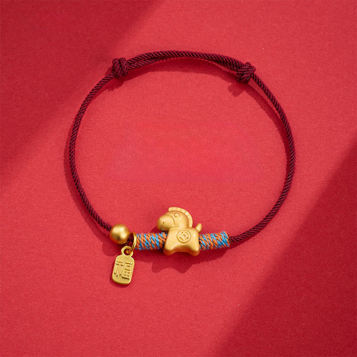 Armband Fu-Zeichen – Glück Stärke Darkred Rope(Wrist Circumference: 14-19cm)