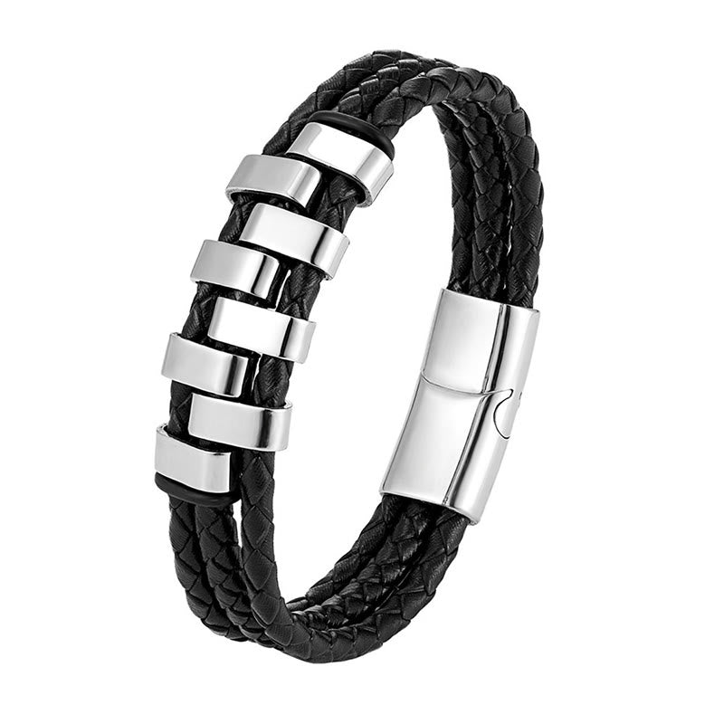 Armband Geometrisch Titanstahl Leder Stärken Silver(Wrist Circumference: 18-22cm)