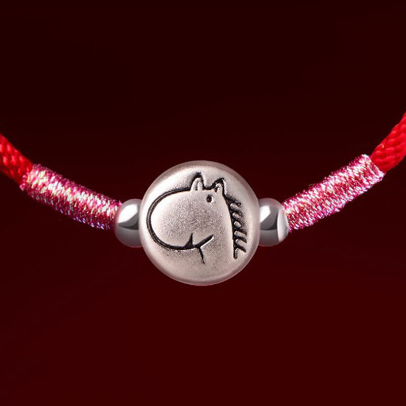 Armband Pferd Sterlingsilber Rote Schnur Glück Schutz Charme Handgelenk Schmuck