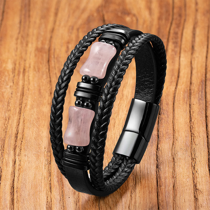 Armband Grüner Aventurin Schwarzer Onyx Pink Crystal