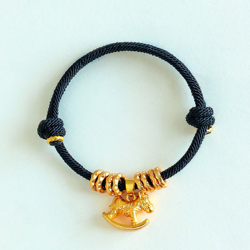 Armband Jahr Des Pferdes Pferd Black Rope(Wrist Circumference: 15-18cm)