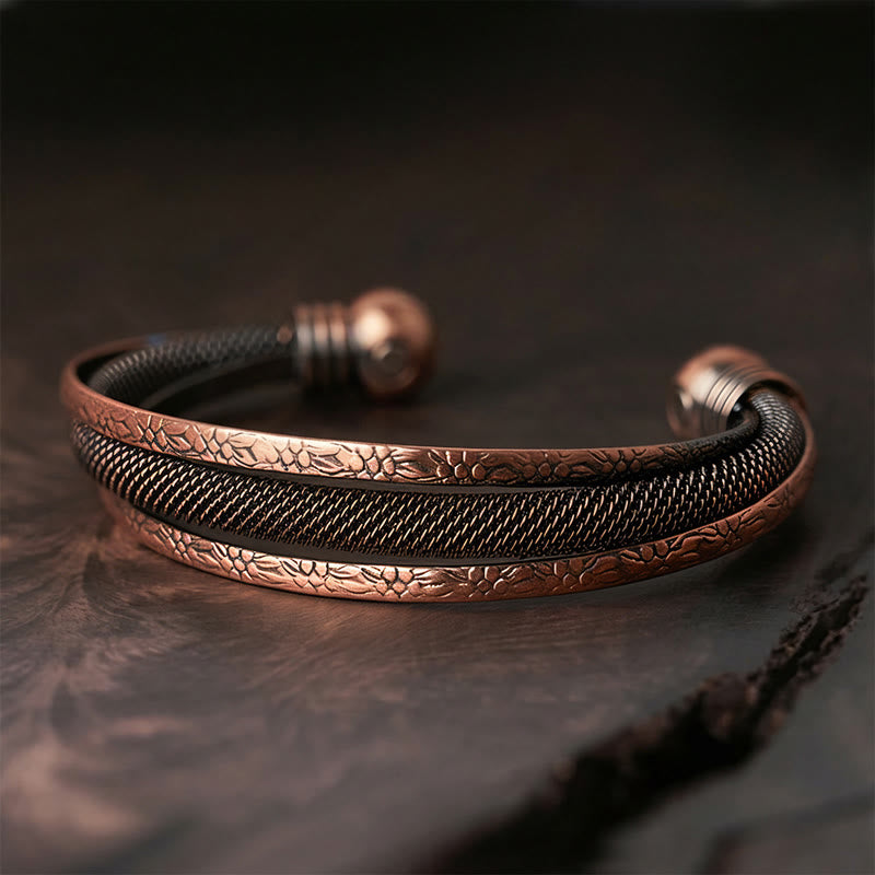 Armband Kupfer Blume – Glück & Balance & Energie Patterned(Inner Diameter: 59mm)