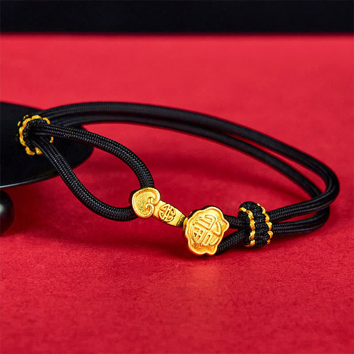 Armband Kupfer Fu-Zeichen – Glück Energie Black Rope(Wrist Circumference: 14-16cm)