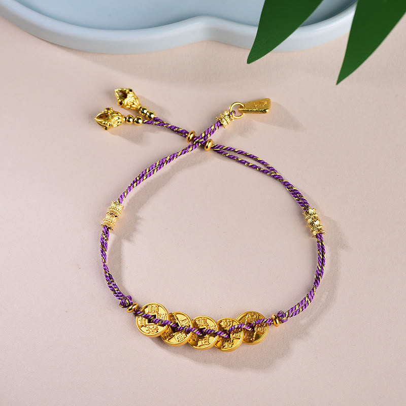 Armband Kupfer Fünf Kaiser – Balance Purple Five Emperors Coins(Wrist Circumference: 16-19cm)