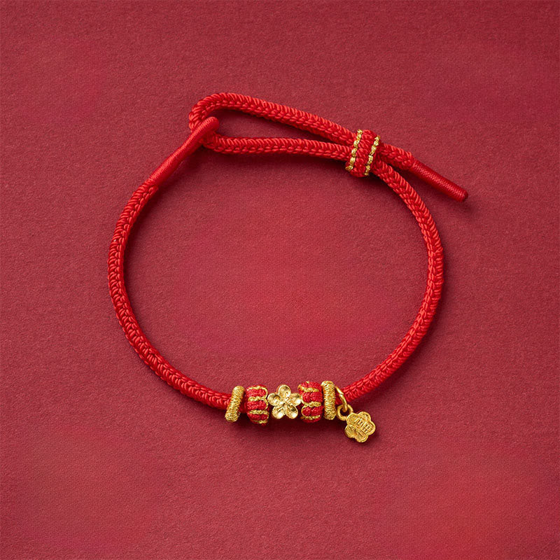 Armband Kupfer Om Mani Padme Hum – Glück Energie Copper Red String Peach Blossom(Wrist Circumference: 13-25 cm)