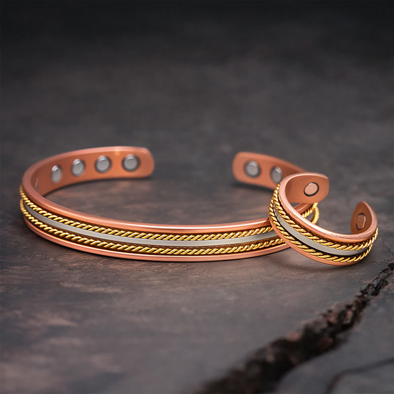 Armband Kupfer Retro Twisted – Glück & Wohlstand One Bracelet&One Ring