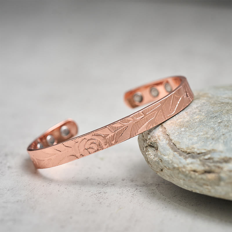 Armband Kupfer Rosenmuster – Balance & Glück 8mm Copper Bracelet(Wrist Circumference: 15-18cm)